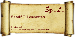 Szoó Lamberta névjegykártya